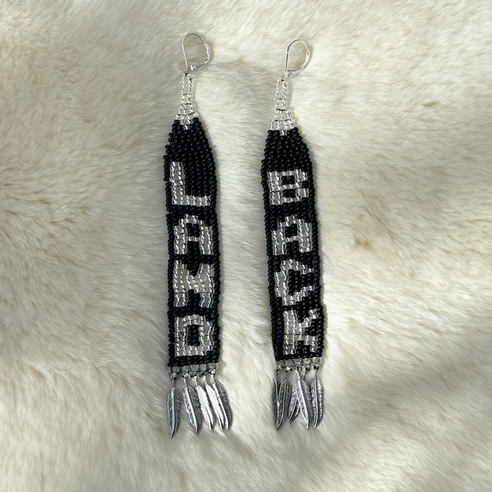 Land Back Glow In the Dark Seed Beaded Earrings - Nikikw Designs