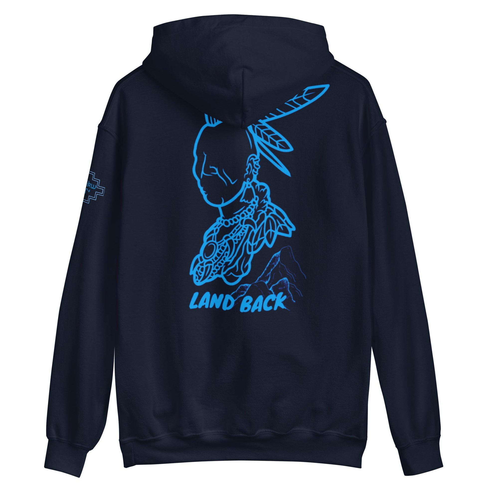 Land Back Native Land Hoodie Cree Syllabic Native Land - Nikikw Designs