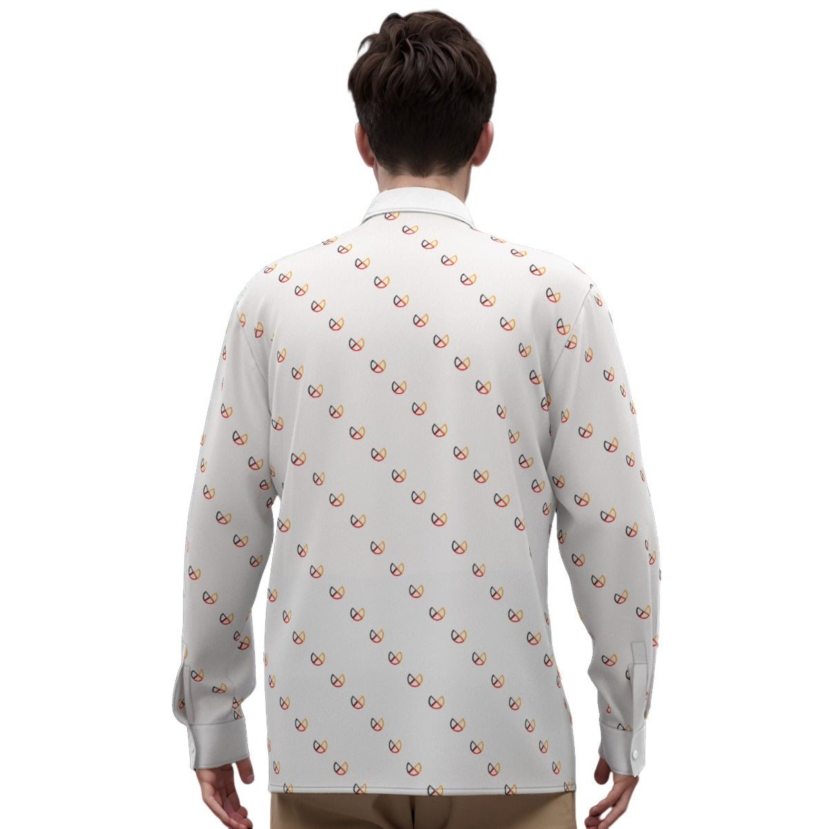 Medicine Wheel Men's Imitation Silk Long-Sleeved Shirt - Nikikw Designs
