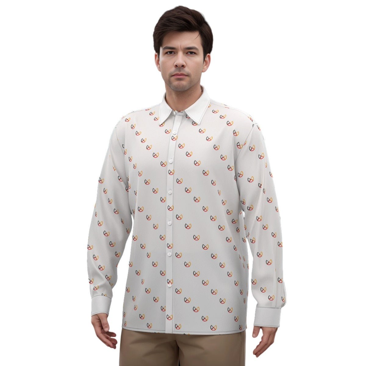 Medicine Wheel Men's Imitation Silk Long-Sleeved Shirt - Nikikw Designs