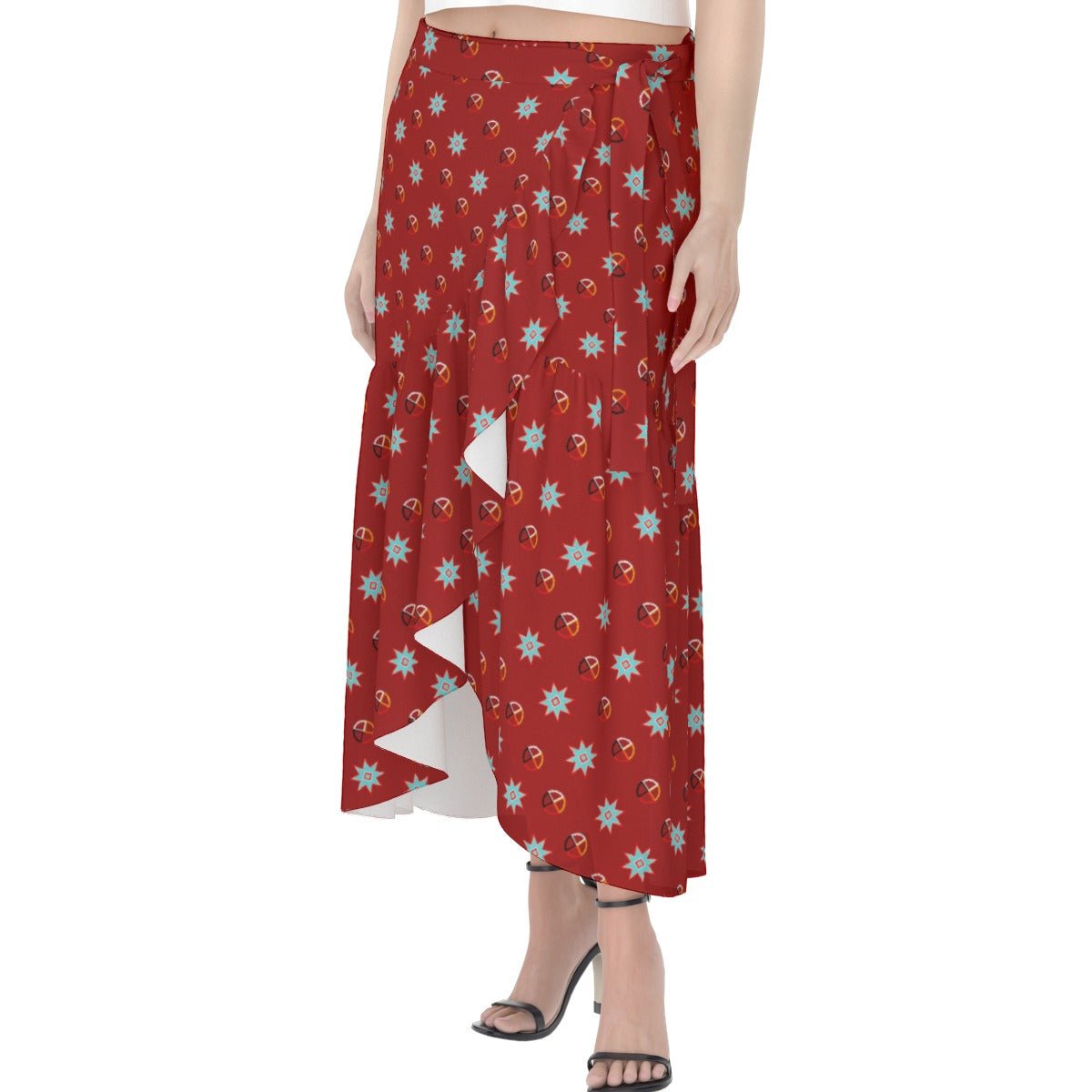 Medicine Wheel Native Star Print Women's Wrap Skirt - Nikikw Designs