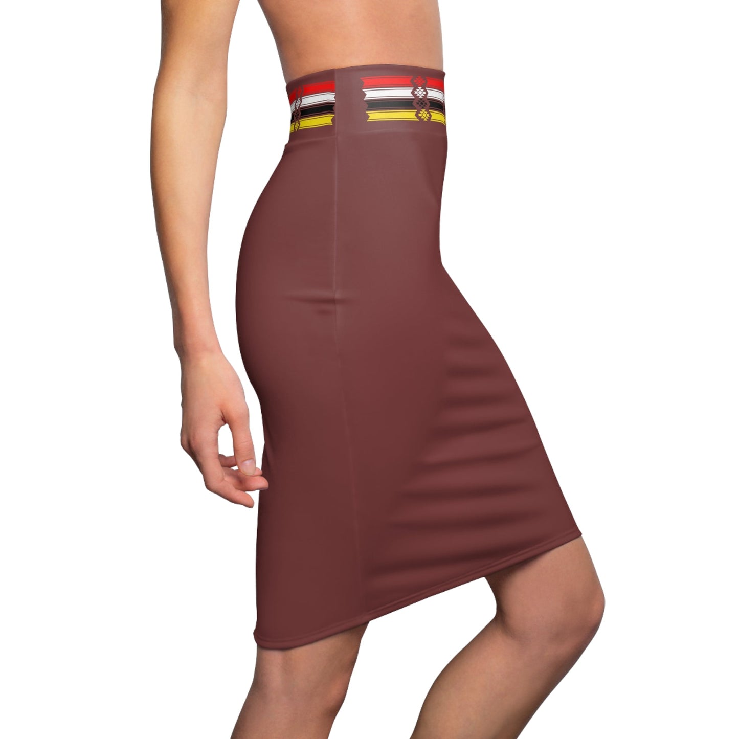 Medicine Wheel Ribbon Native Women's Pencil Skirt - Nikikw Designs