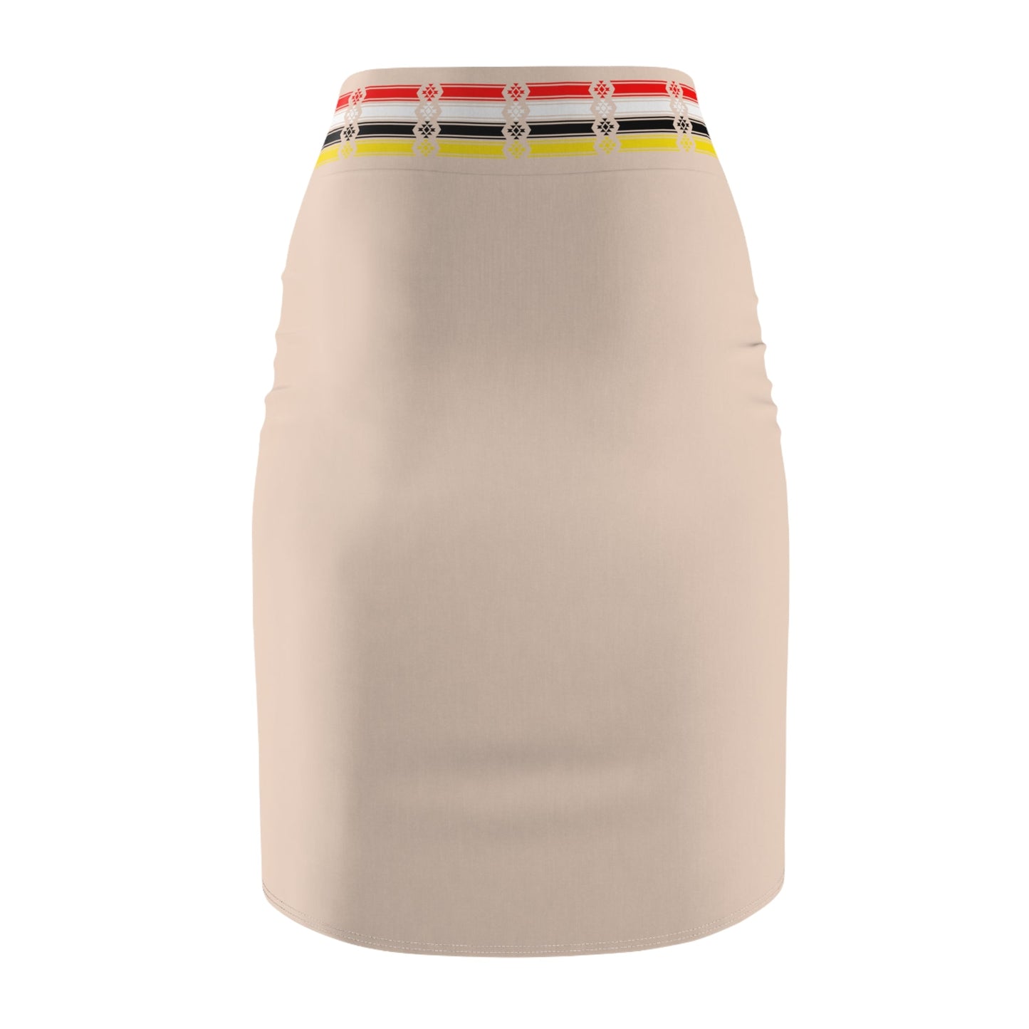 Medicine Wheel Ribbon Native Women's Pencil Skirt Buckskin - Nikikw Designs