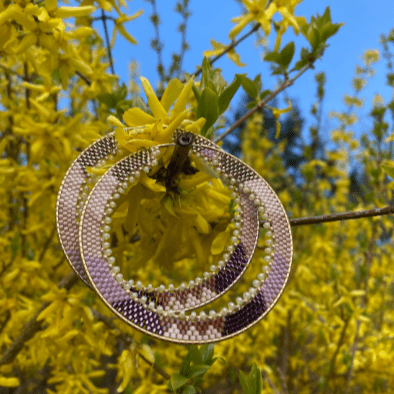 Native Beaded Gold Plated Hoop Earrings - Nikikw Designs