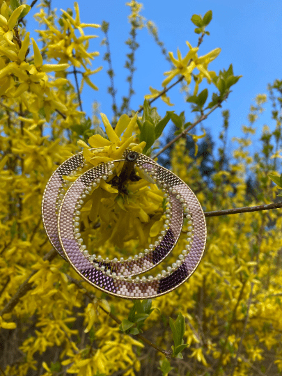 Native Beaded Gold Plated Hoop Earrings - Nikikw Designs