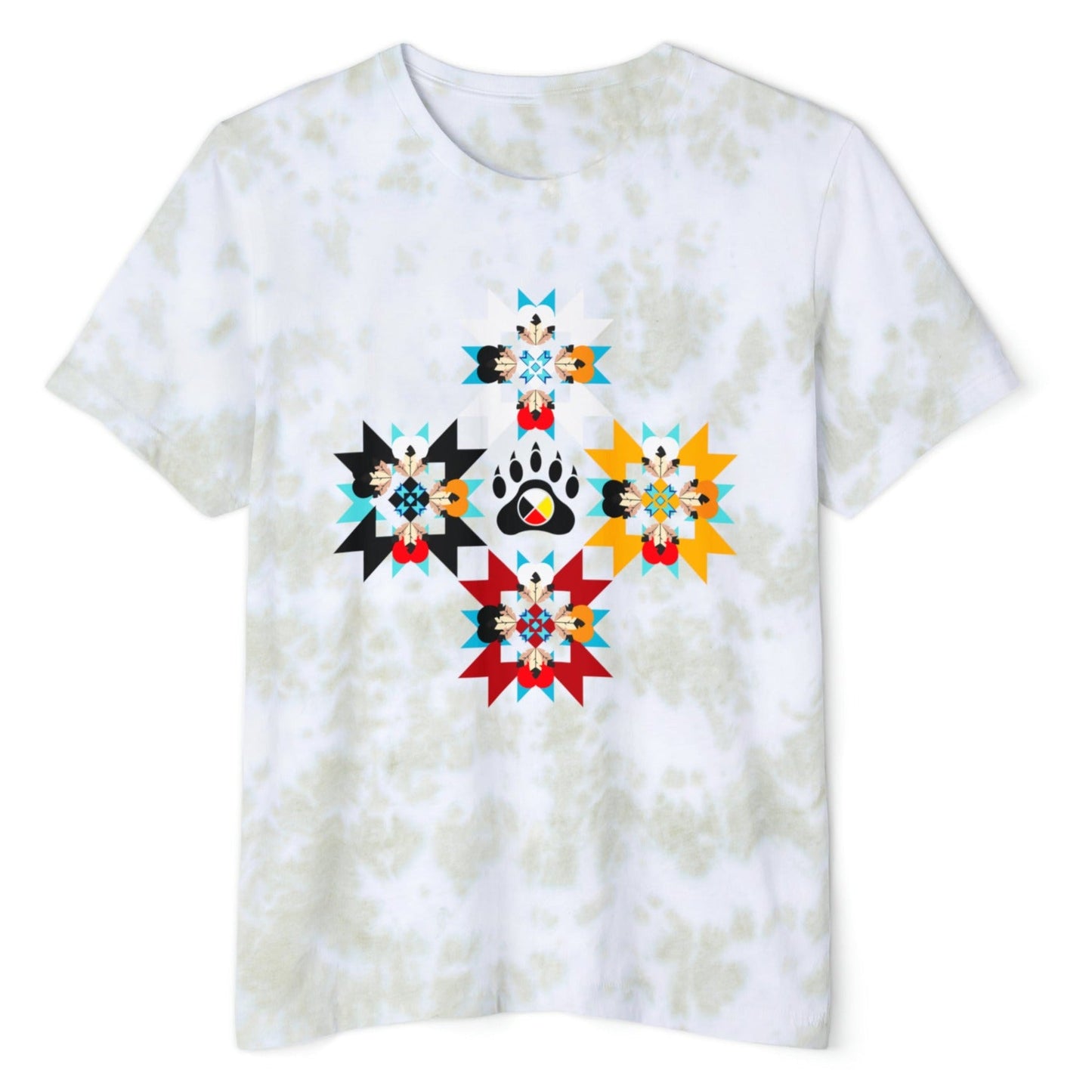 Native Bear Medicine Wheel Unisex Fashion Tie-Dyed T-Shirt - Nikikw Designs