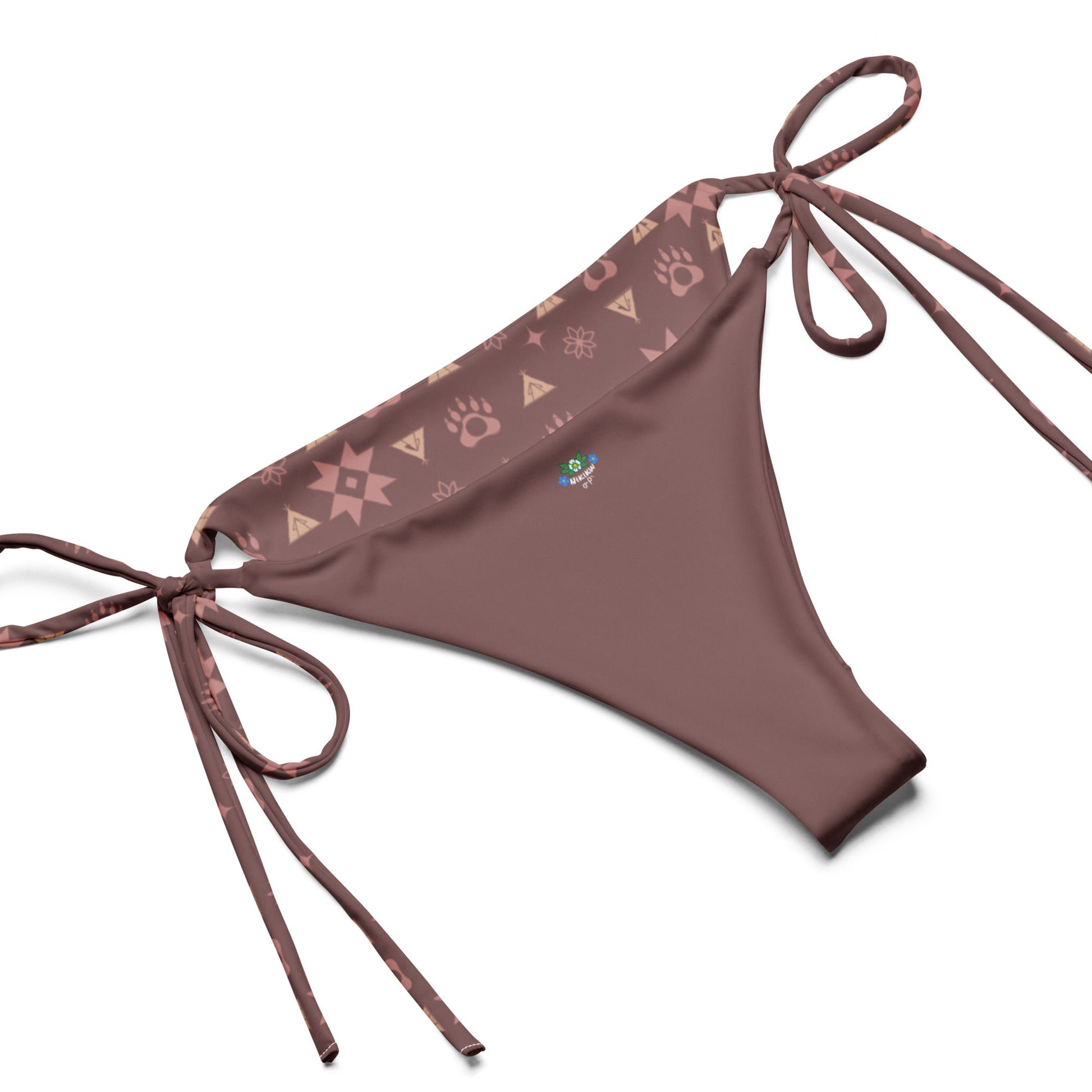 Native Bear print recycled string bikini - Nikikw Designs