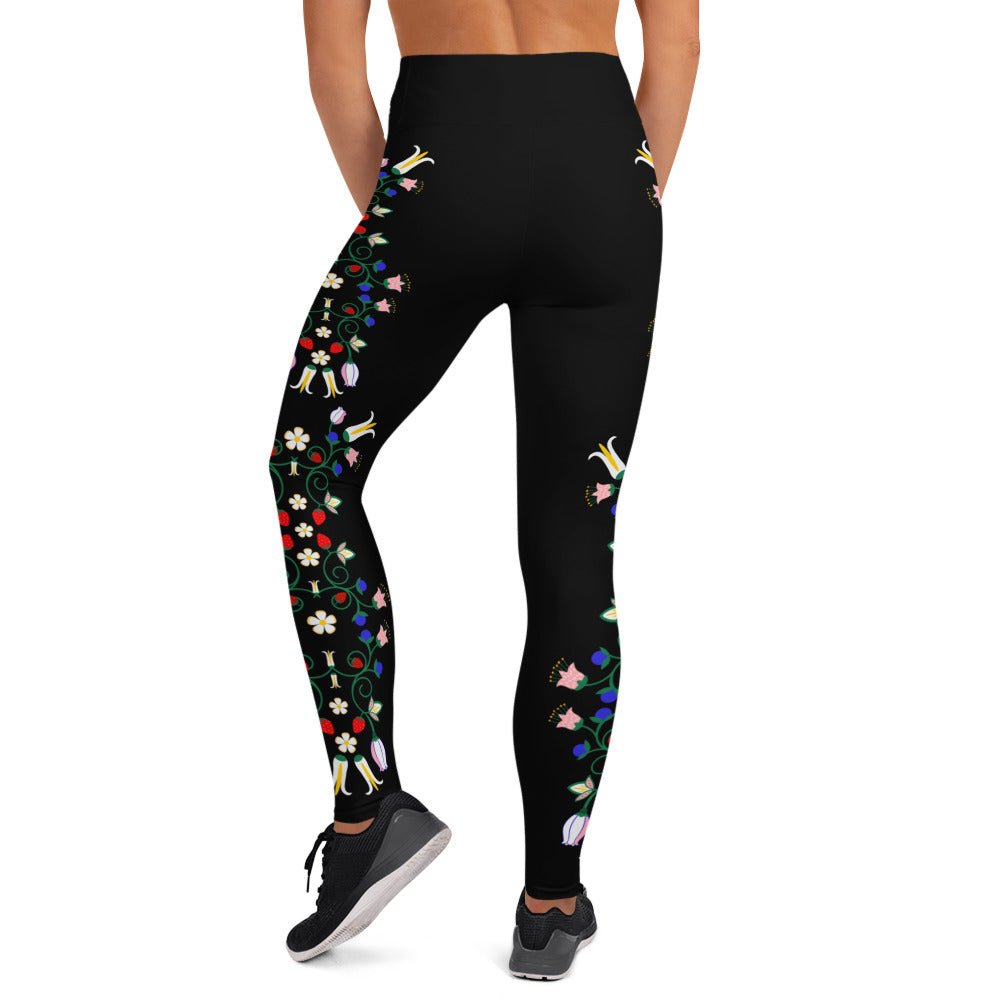 Native Berries and Floral Yoga Leggings - Nikikw Designs