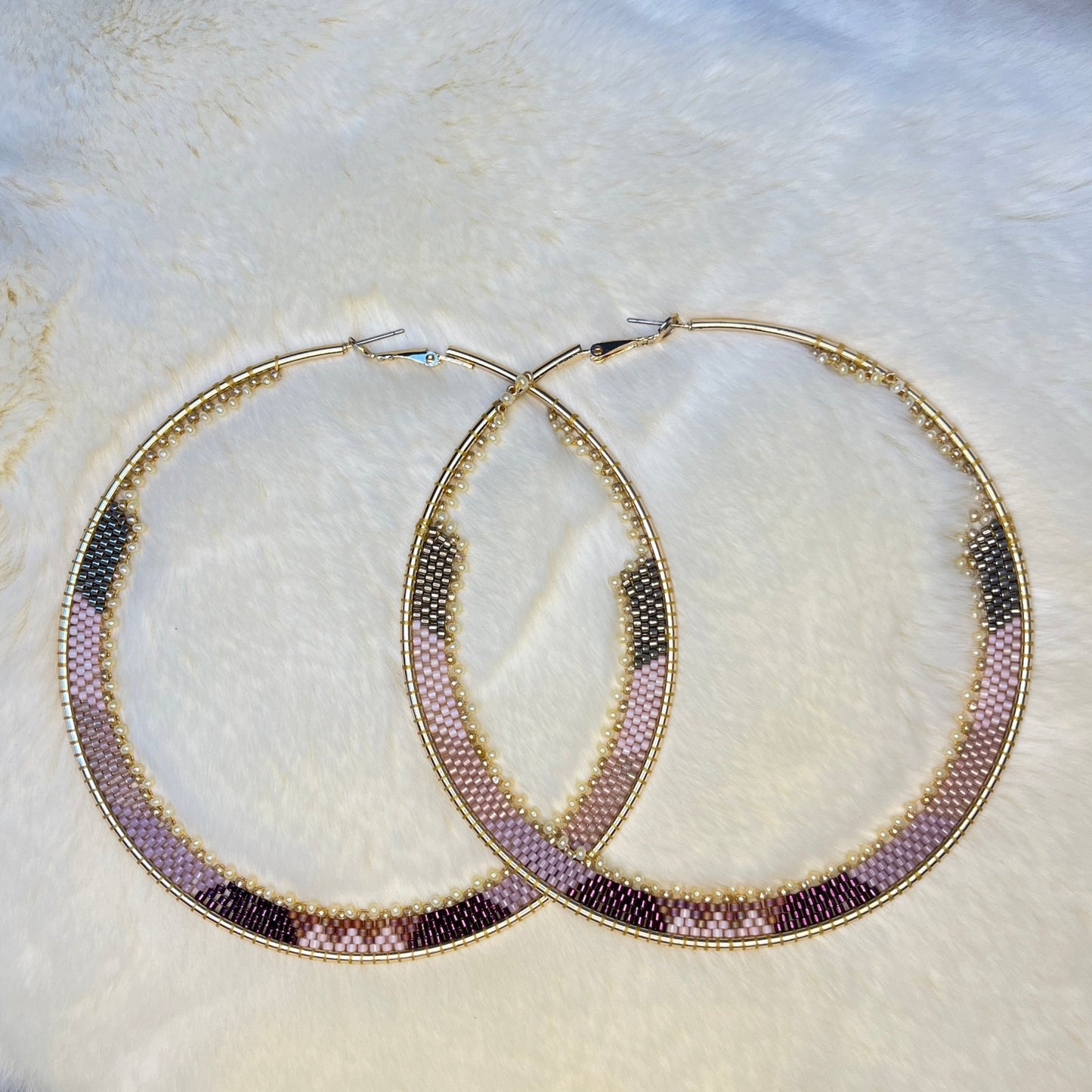 Native Delica Beaded XXL Hoop Earrings - Nikikw Designs