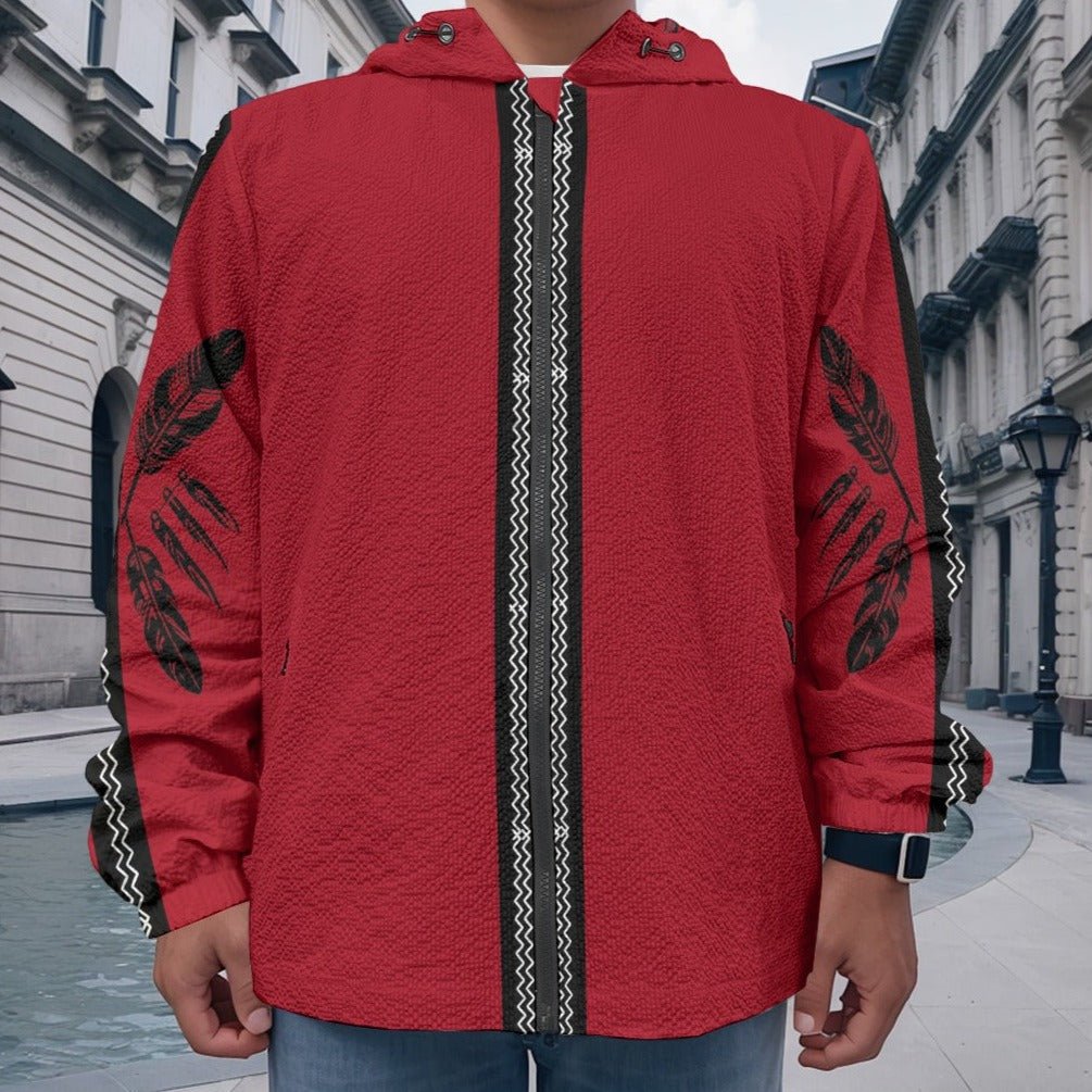 Native Eagle Print Men's Casual Zipper Jacket - Nikikw Designs