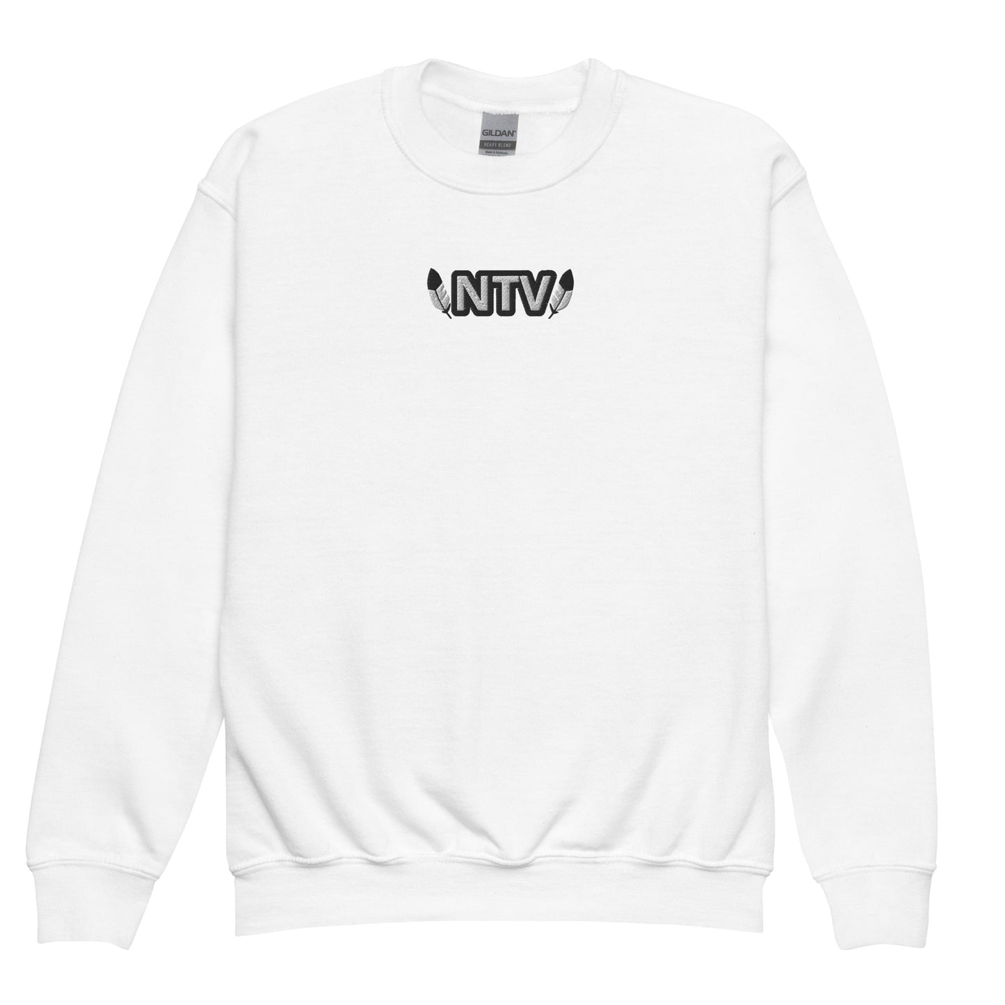 Native Embroidered Eagle Feather Youth crewneck sweatshirt - Nikikw Designs