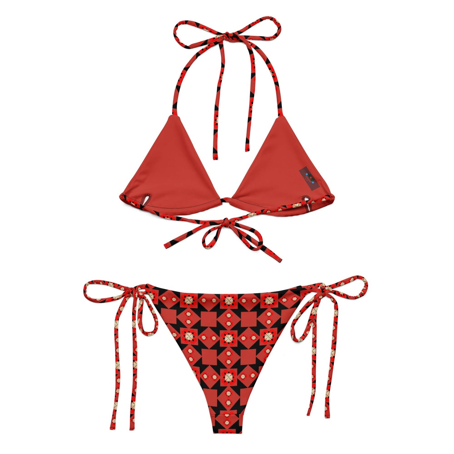 Native Feather and Hearts Recycled Bikini - Nikikw Designs