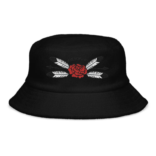 Native Feather Rose Unstructured terry cloth bucket hat - Nikikw Designs