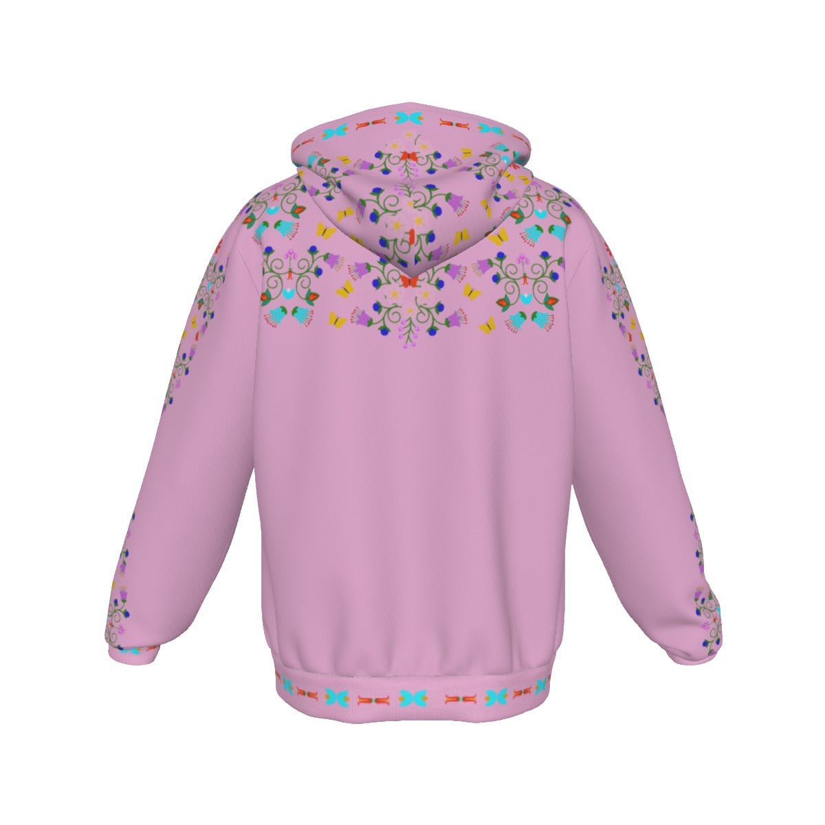 Native Floral Berries Indigenous Design Fleece Zip Up Hoodie Unisex Sizing - Nikikw Designs