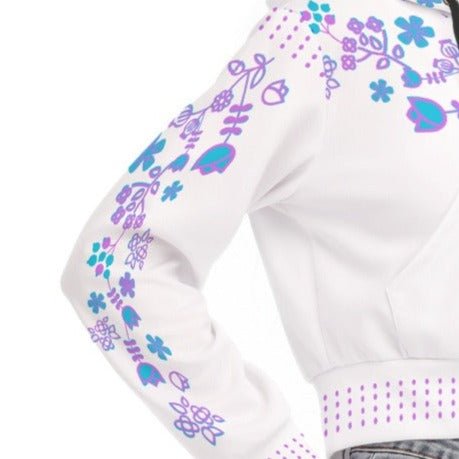 Native Floral Cropped Zip up Hoodie - Nikikw Designs