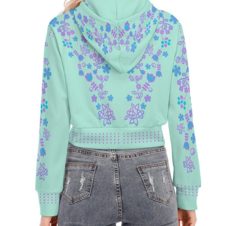 Native Floral Cropped Zip up Hoodie - Nikikw Designs