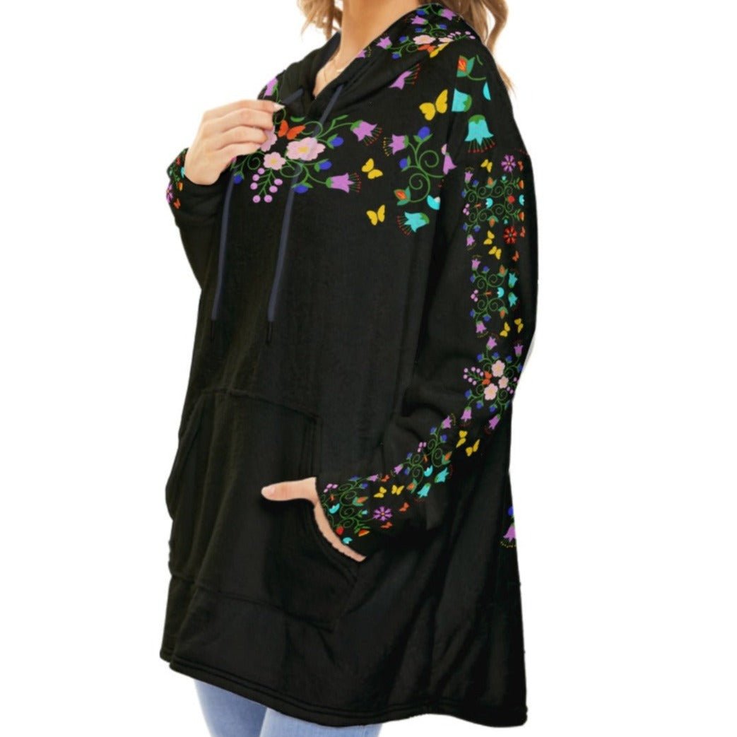 Native Floral Fleece Blanket With Pocket - Nikikw Designs