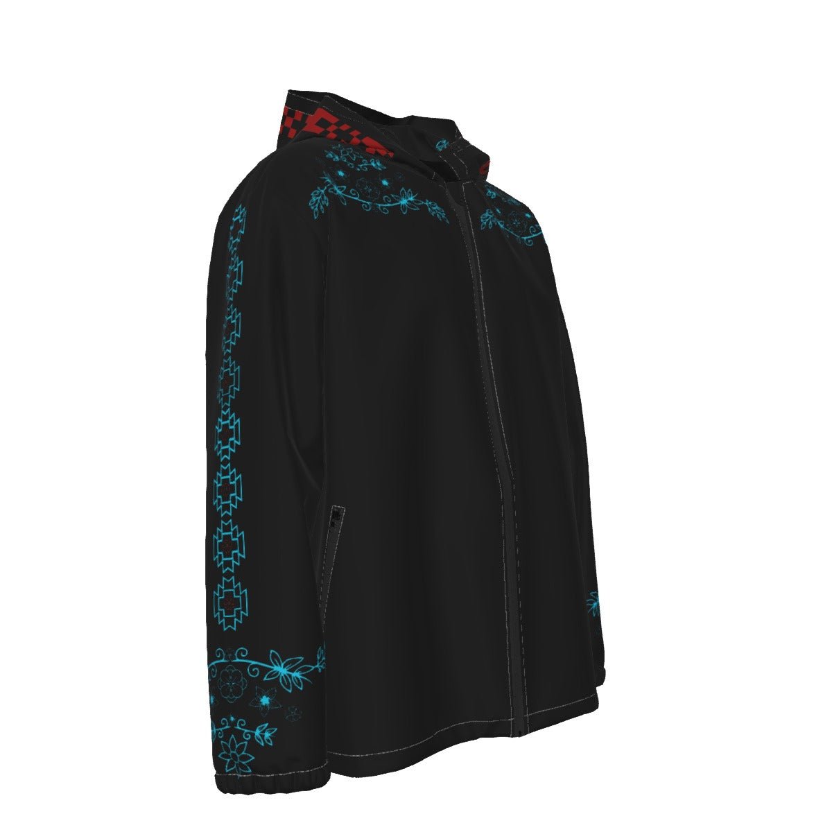 Native Floral Indigenous Hooded Zipper Windproof Jacket - Nikikw Designs