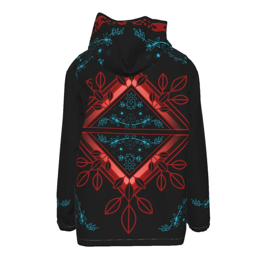 Native Floral Indigenous Hooded Zipper Windproof Jacket - Nikikw Designs