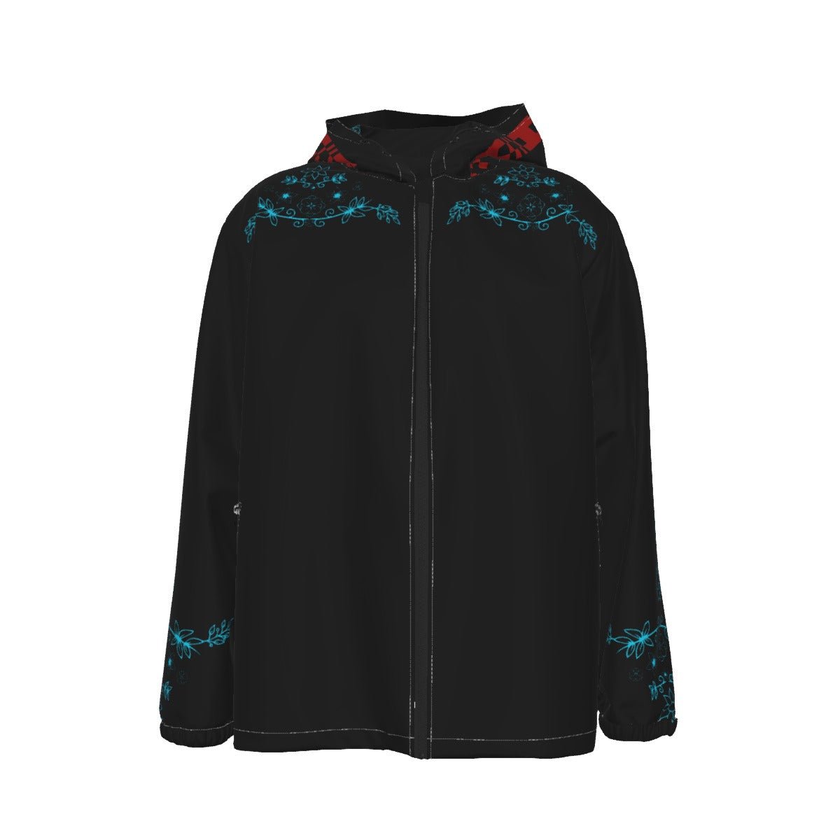 Native Floral Indigenous Hooded Zipper Windproof Jacket - Nikikw Designs