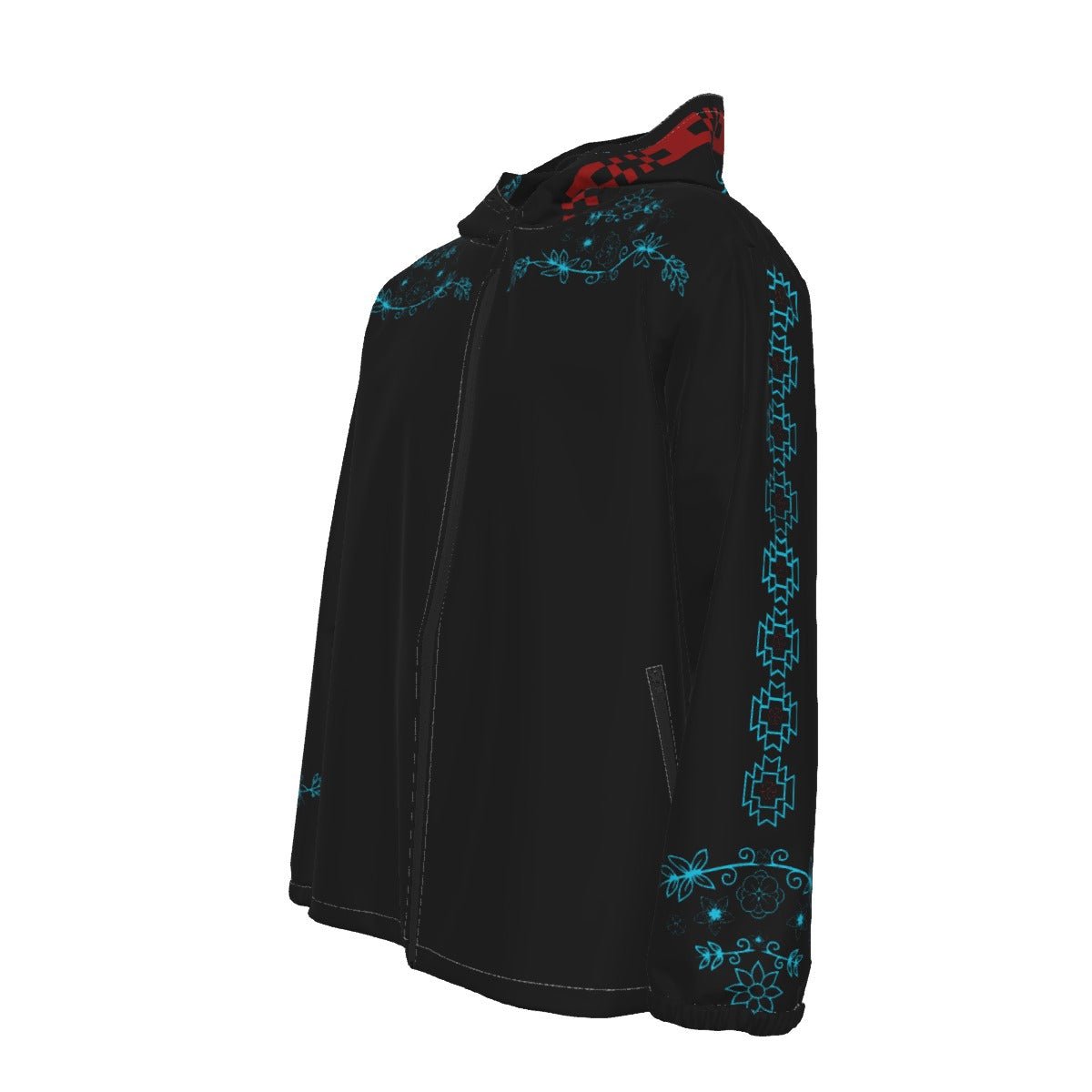 Native Floral Indigenous Hooded Zipper Windproof Jacket - Nikikw Designs