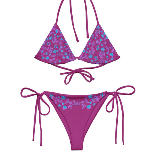 Native Floral print recycled string bikini - Nikikw Designs