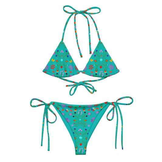 Native Floral print recycled string bikini - Nikikw Designs