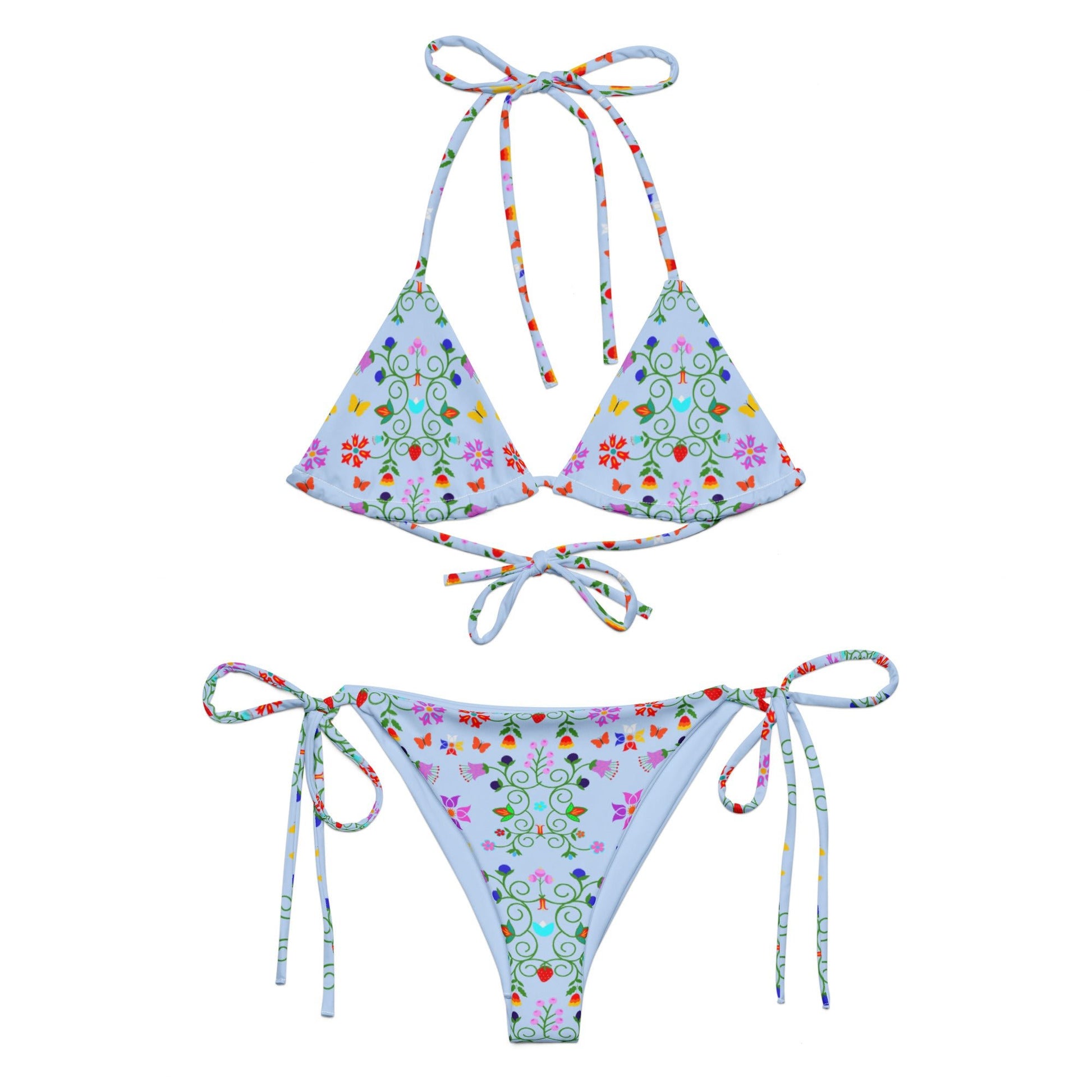 Native Floral print recycled string bikini - Nikikw Designs