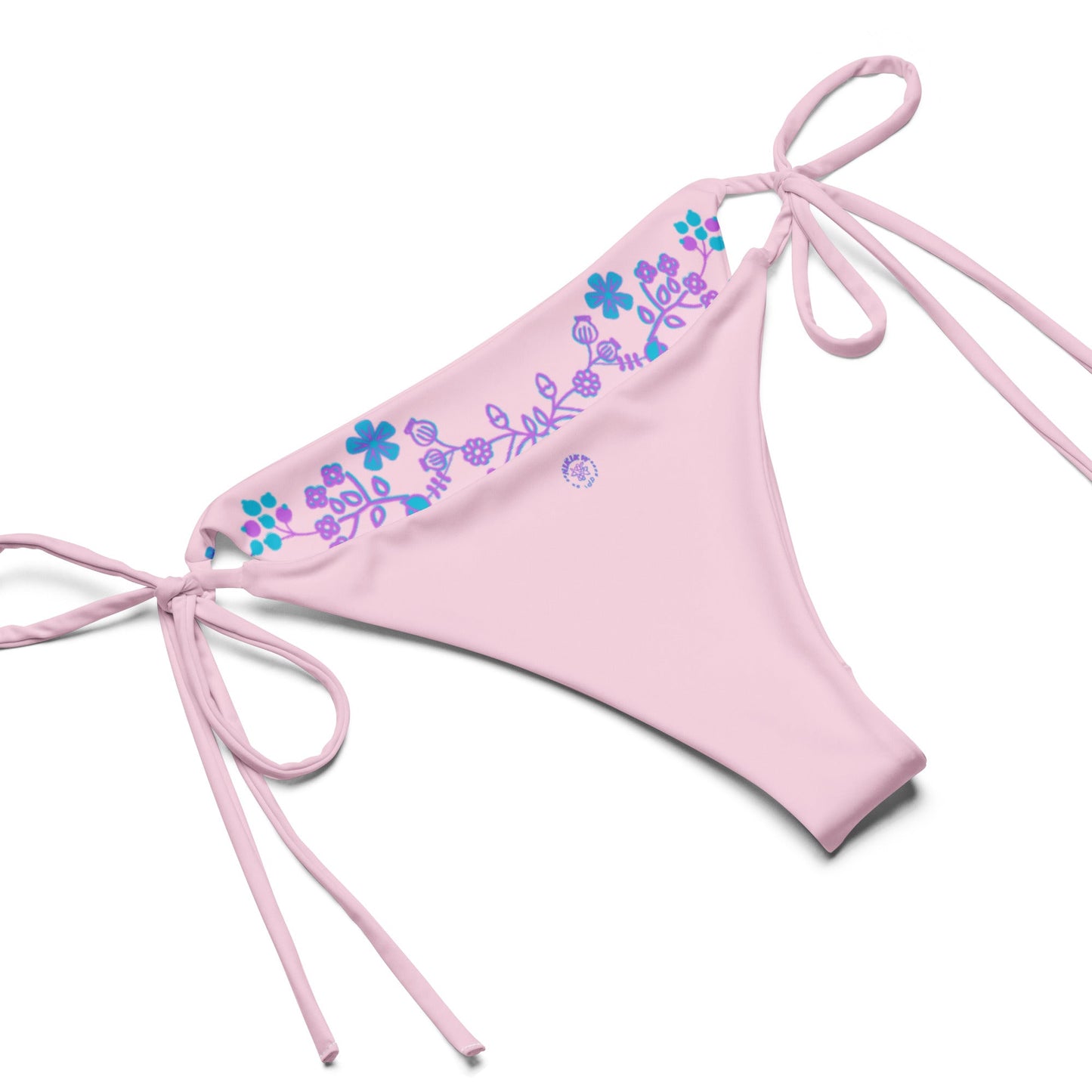 Native Floral print recycled string bikini Pink Wild Rose - Nikikw Designs