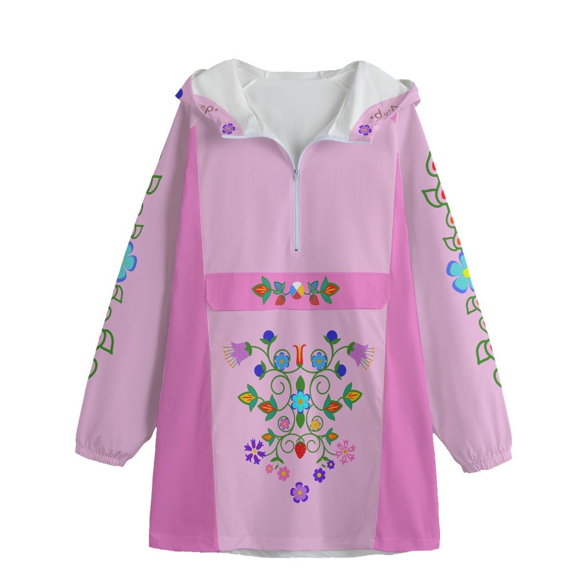 Native Floral Print Windbreaker Long Jacket - Nikikw Designs