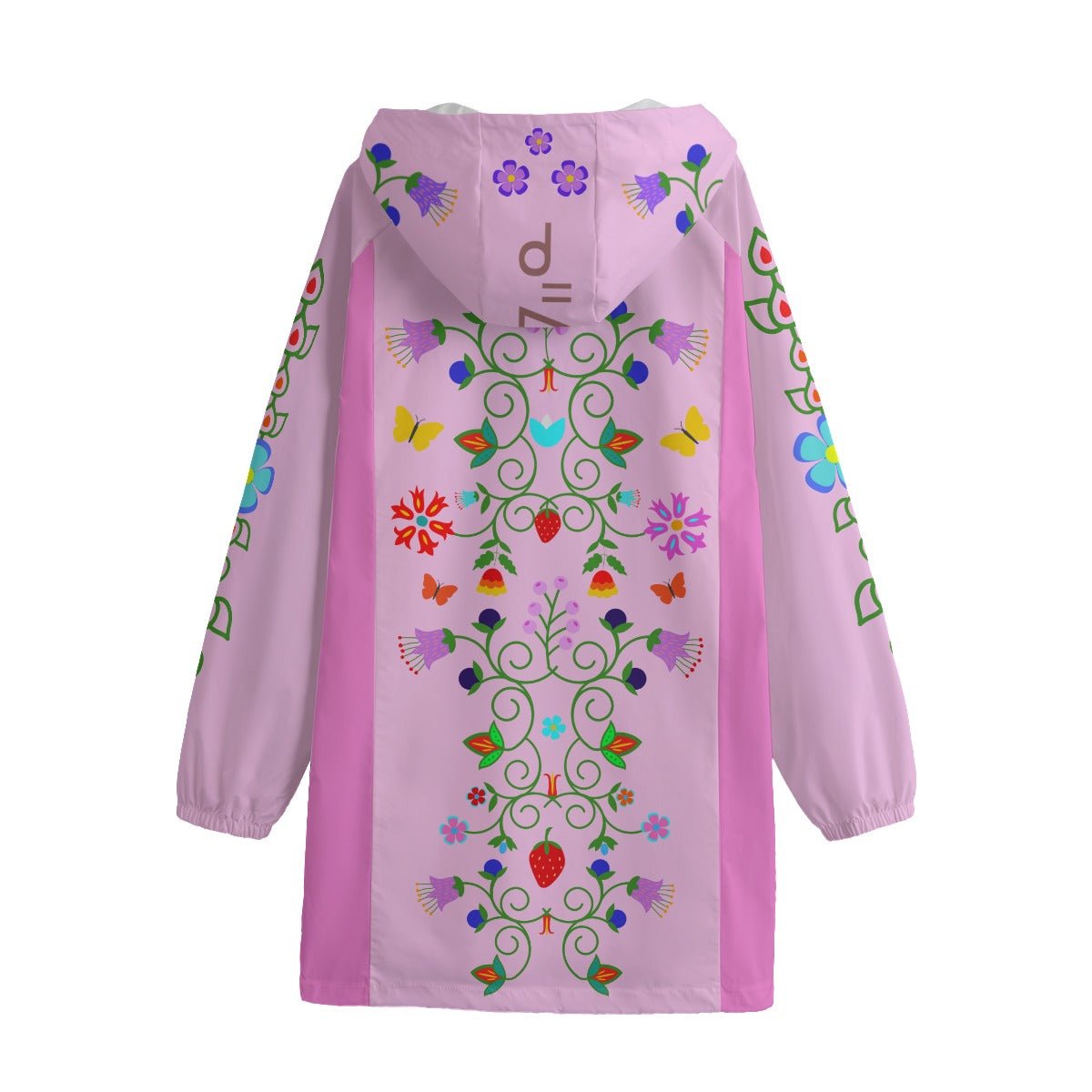 Native Floral Print Windbreaker Long Jacket - Nikikw Designs