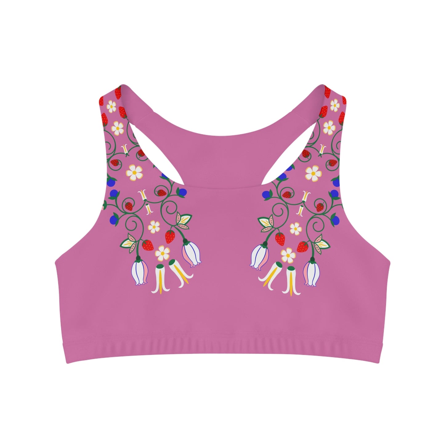 Native Floral Seamless Sports Bra Pink - Nikikw Designs