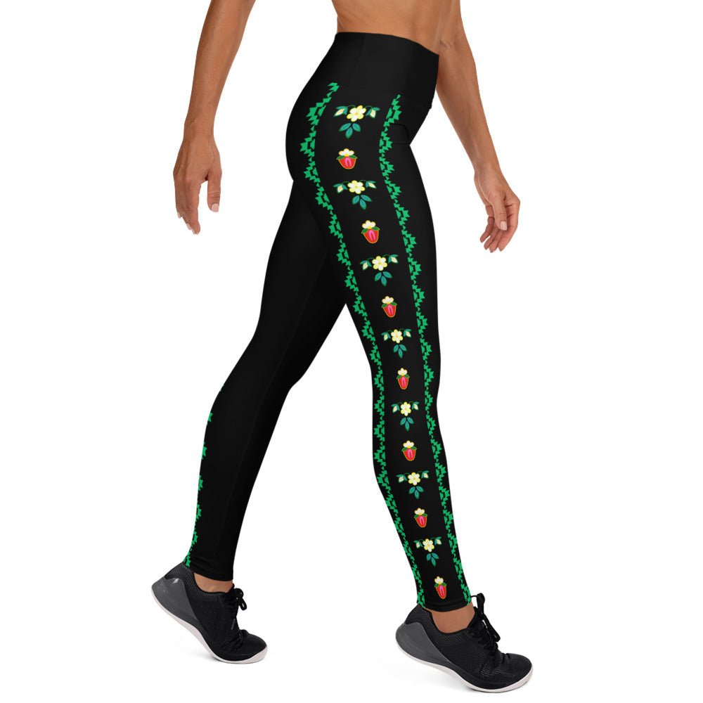 Native Floral Strawberry Yoga Leggings - Nikikw Designs