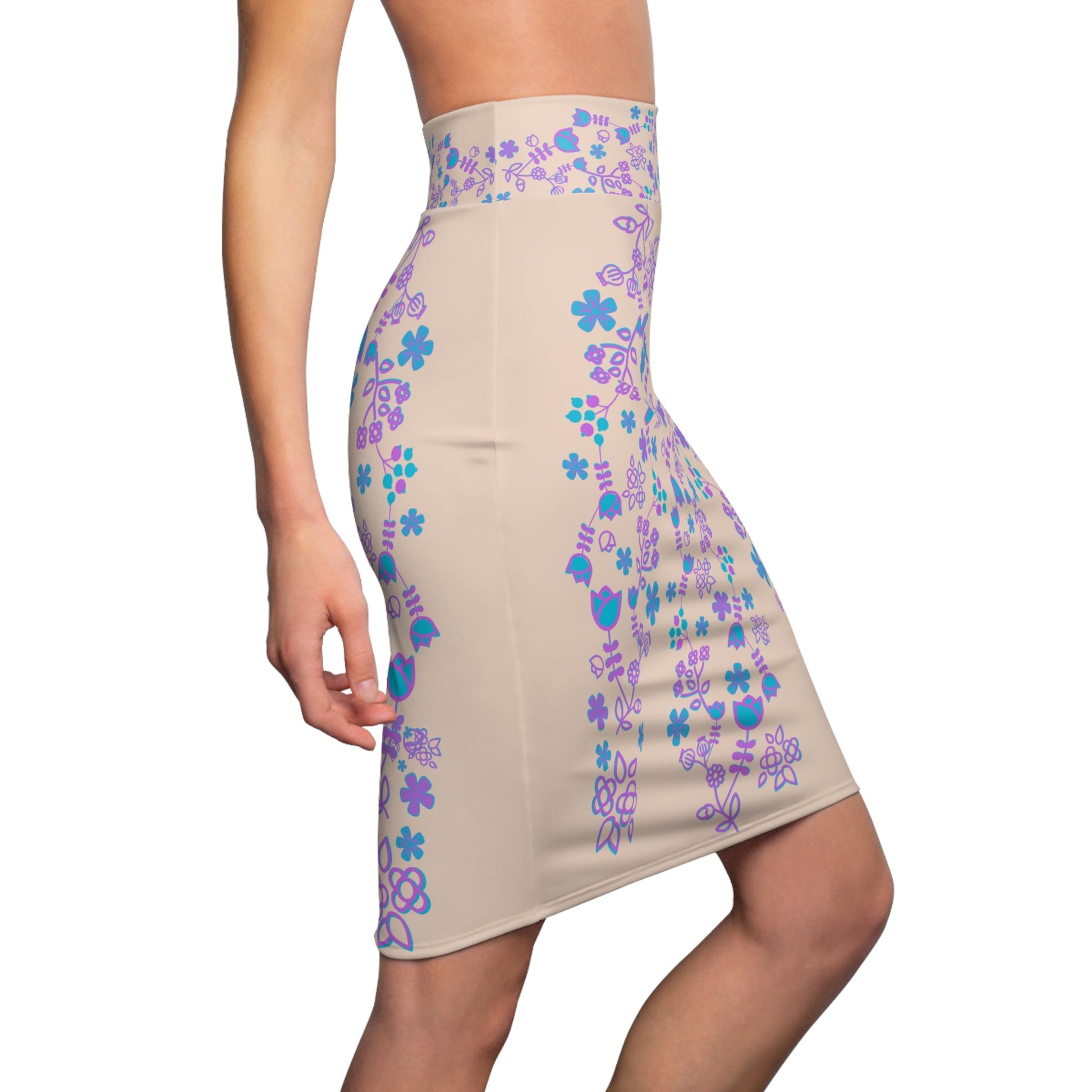 Native Floral Women's Pencil Skirt - Nikikw Designs