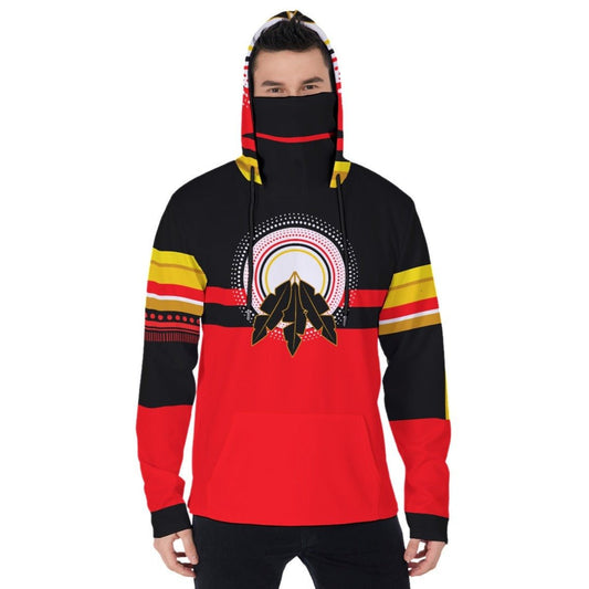 Native Men's Fleece Hoodie With Mask - Nikikw Designs