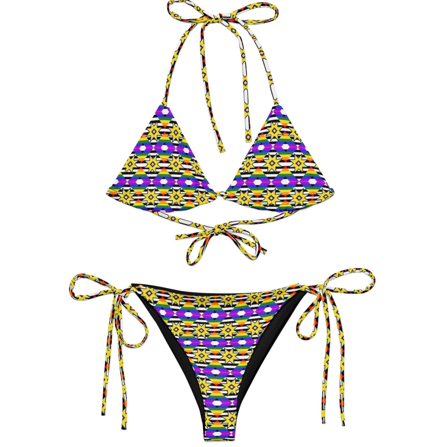 Native Pride print recycled string bikini - Nikikw Designs