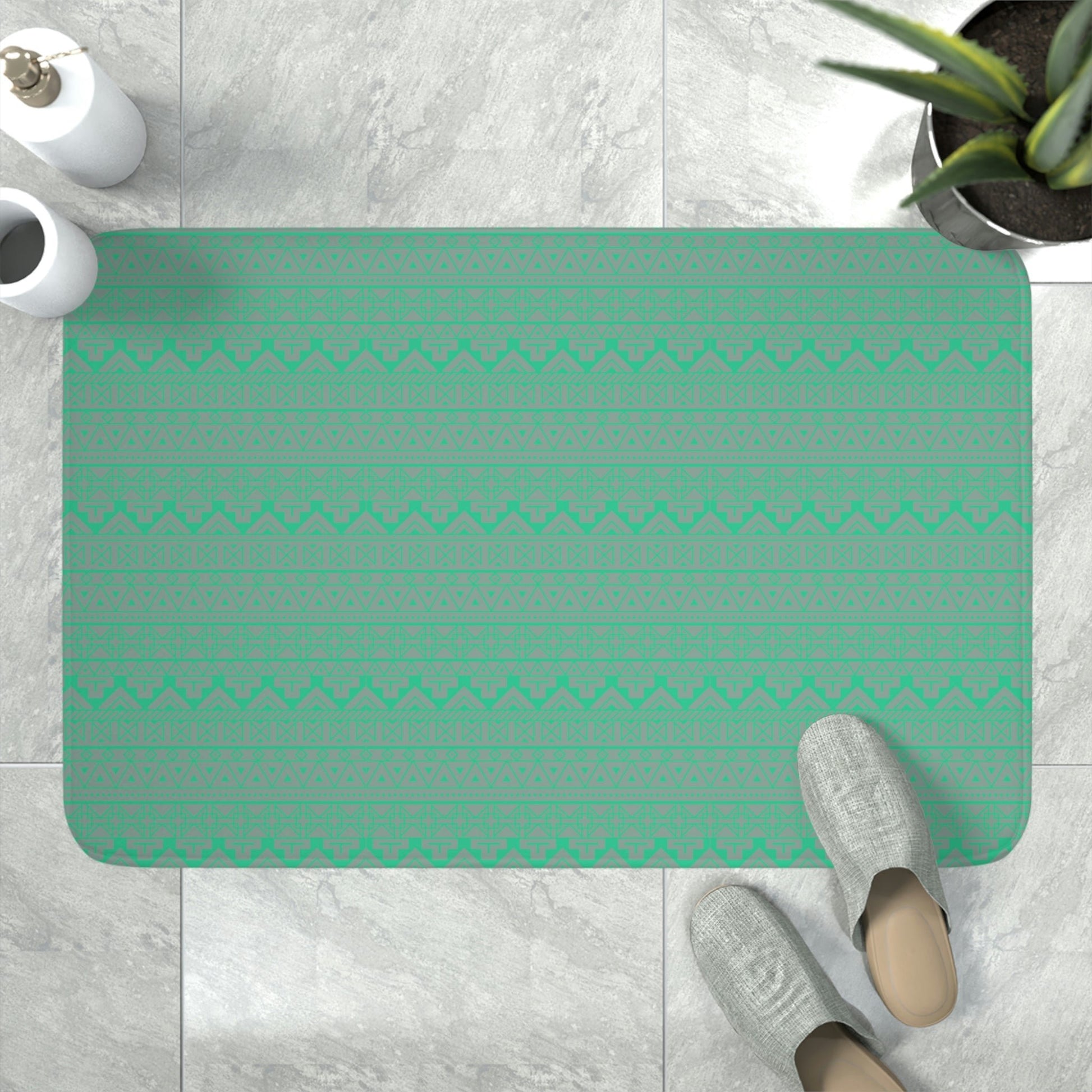 Native Print Foam Bath Mat Clay - Nikikw Designs