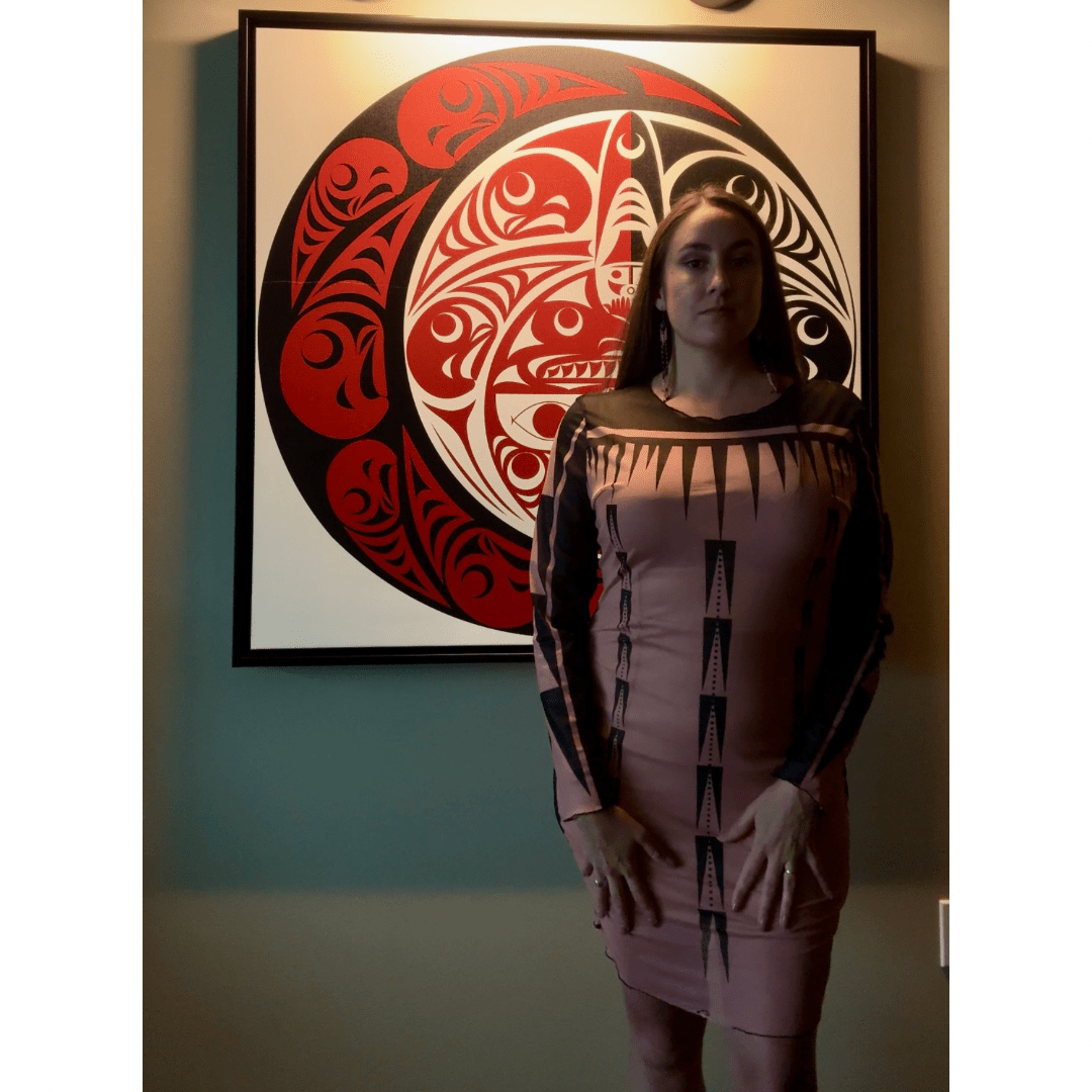 Native Print Mesh Dress Plus - Nikikw Designs