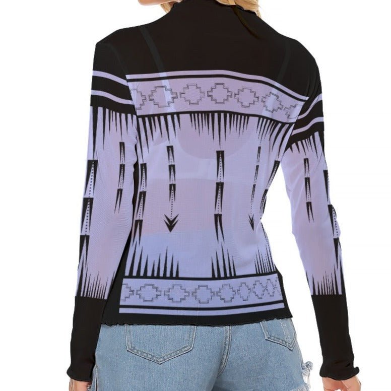 Native Print Mesh Long Sleeve shirt - Nikikw Designs