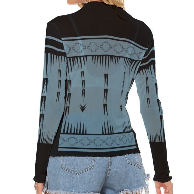 Native Print Mesh Long Sleeve shirt - Nikikw Designs