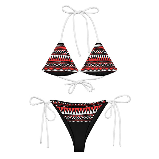 Native print recycled string bikini - Nikikw Designs