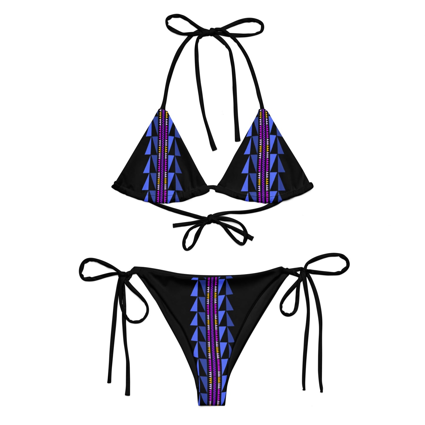 Native print recycled string bikini - Nikikw Designs