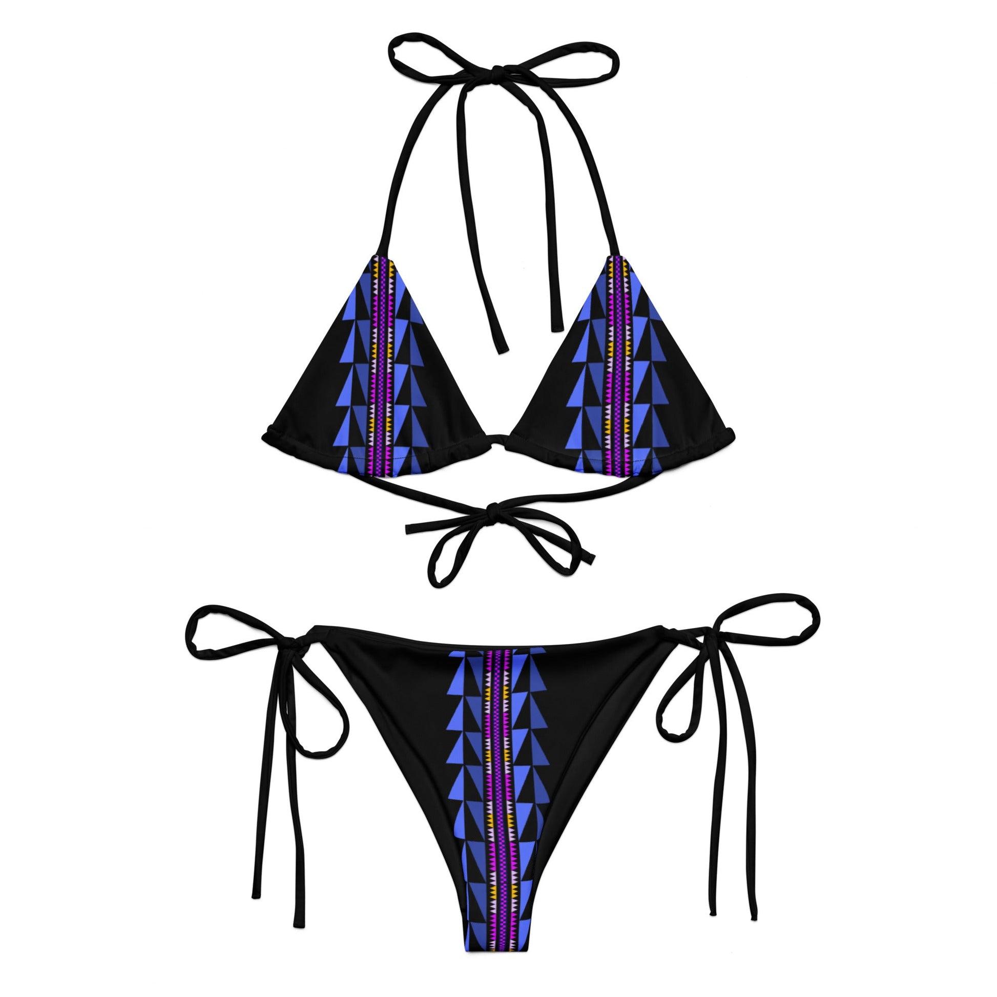 Native print recycled string bikini - Nikikw Designs