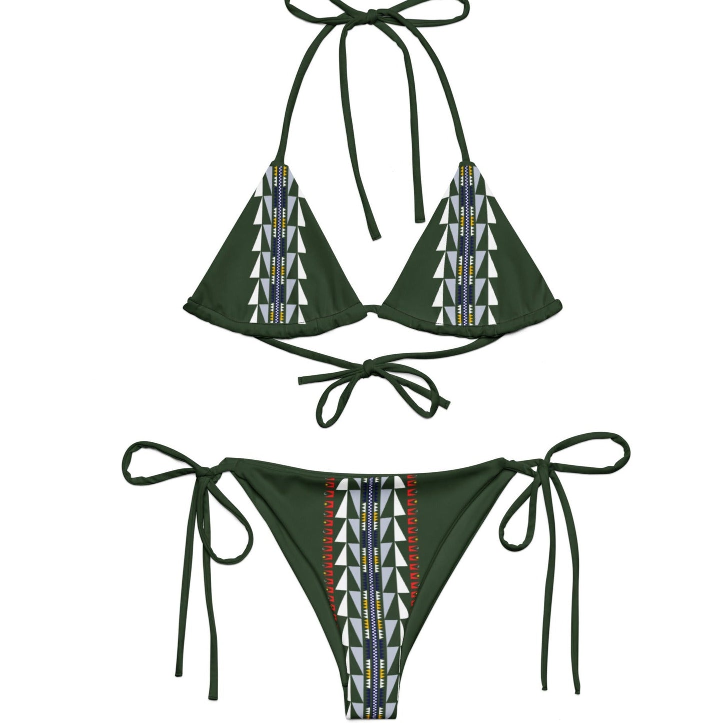 Native print recycled string bikini - Nikikw Designs