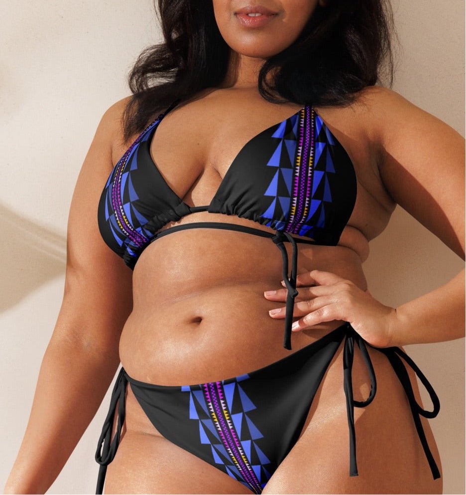 Native print recycled string bikini - Nikikw Designs