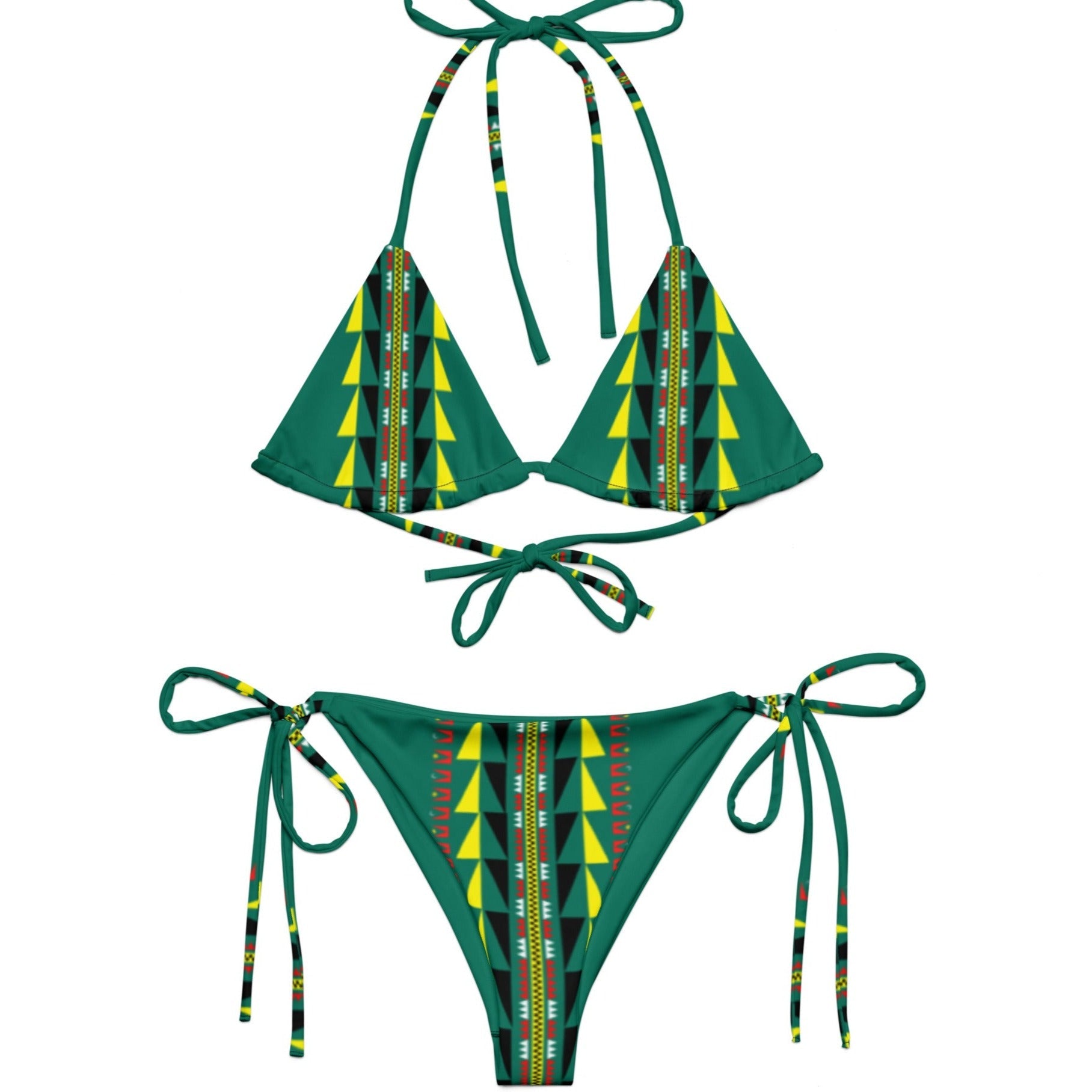 Native print recycled string bikini - Nikikw Designs