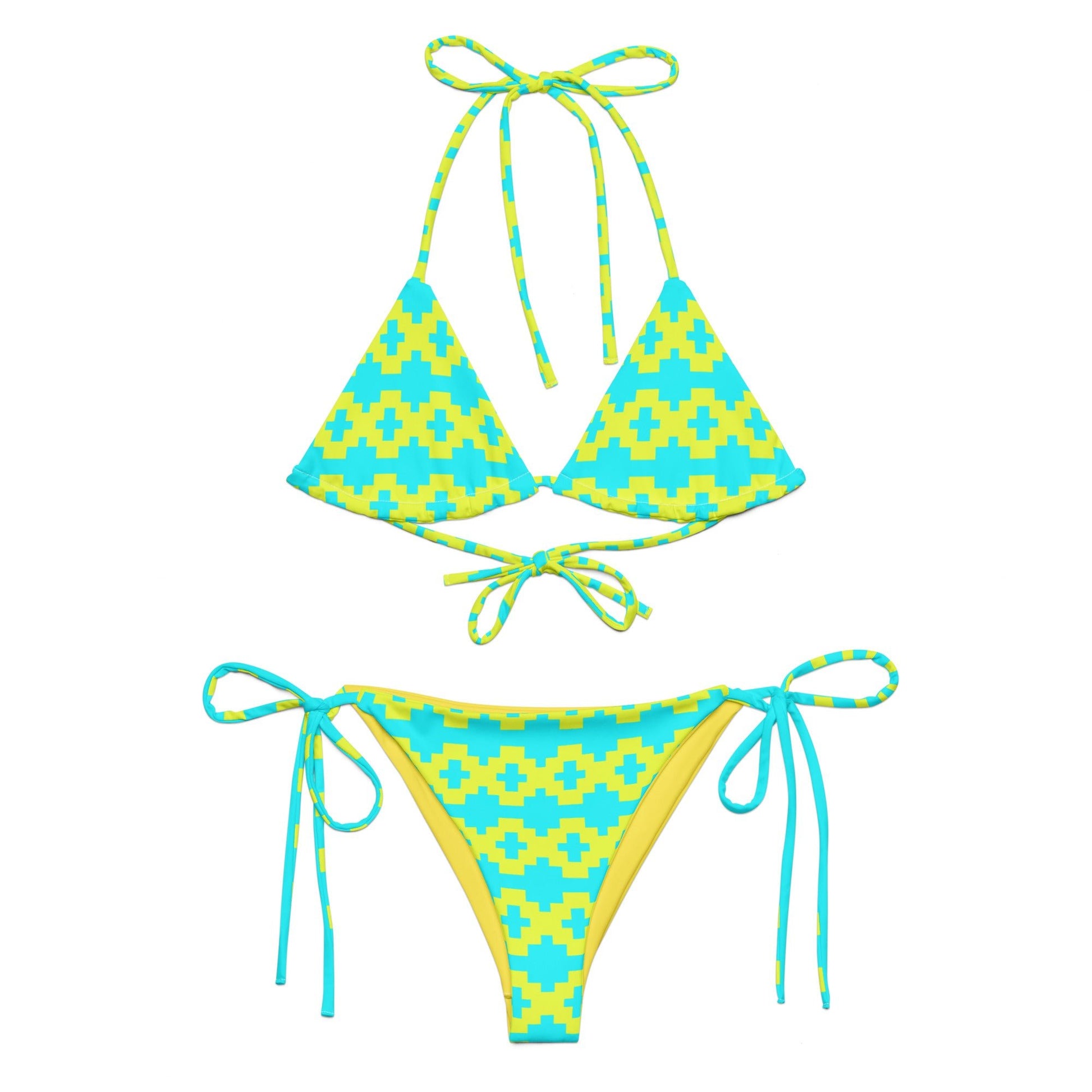 Native print recycled string bikini - Nikikw Designs