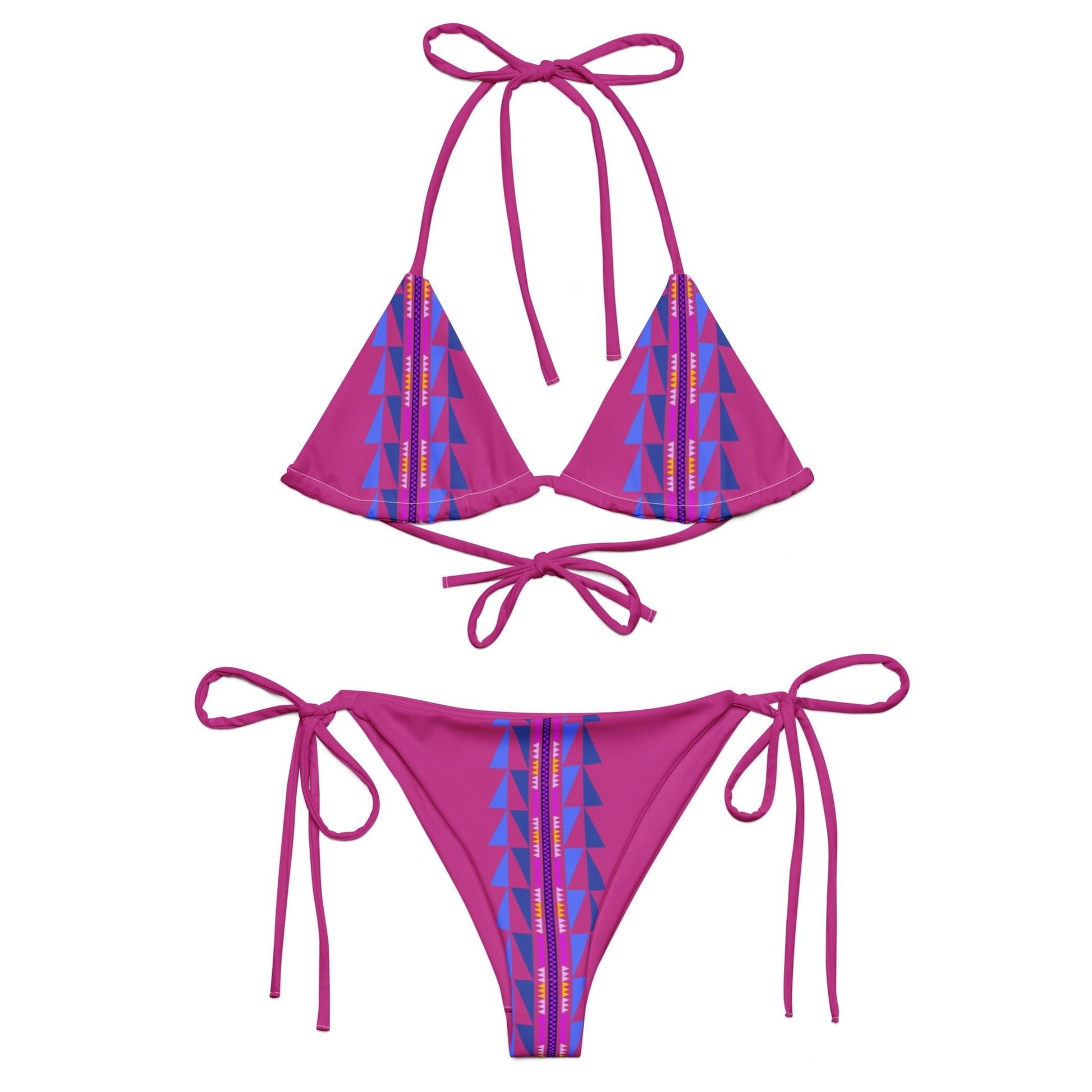 Native print recycled string bikini - Nikikw Designs