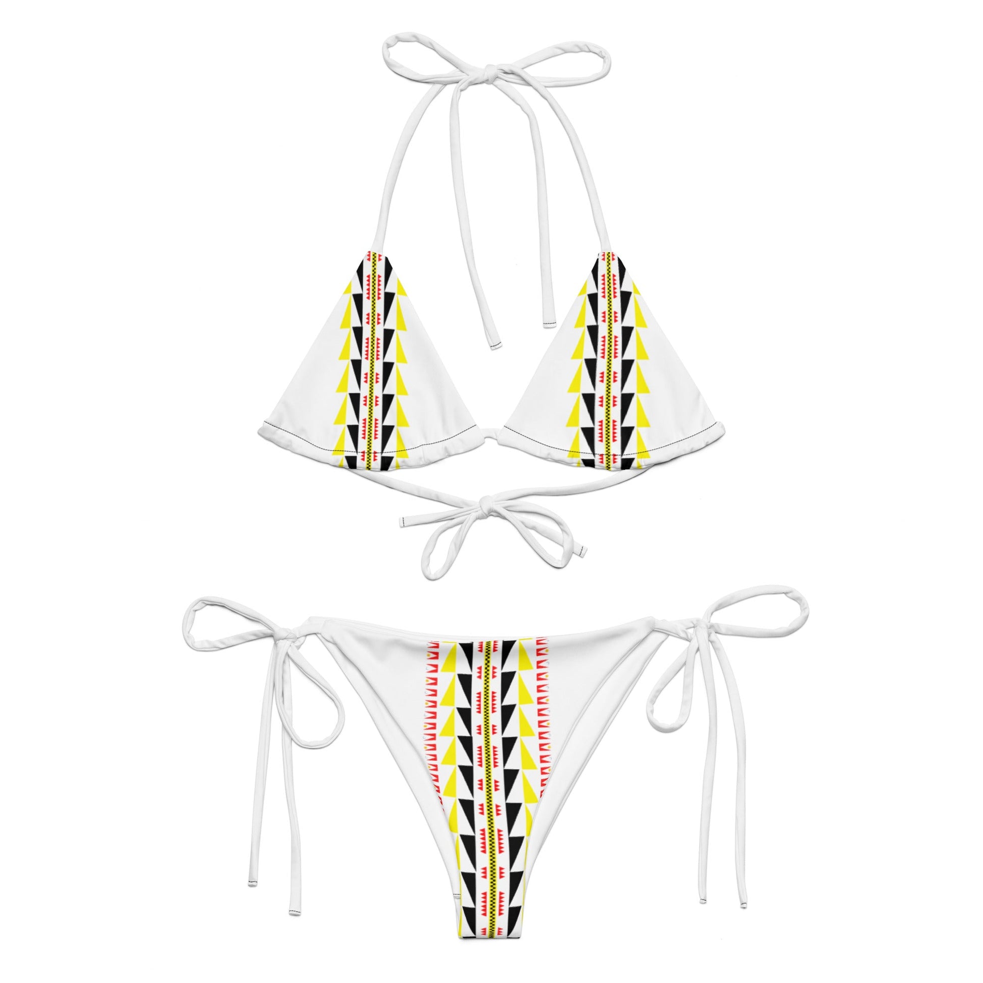 Native print recycled string bikini - Nikikw Designs