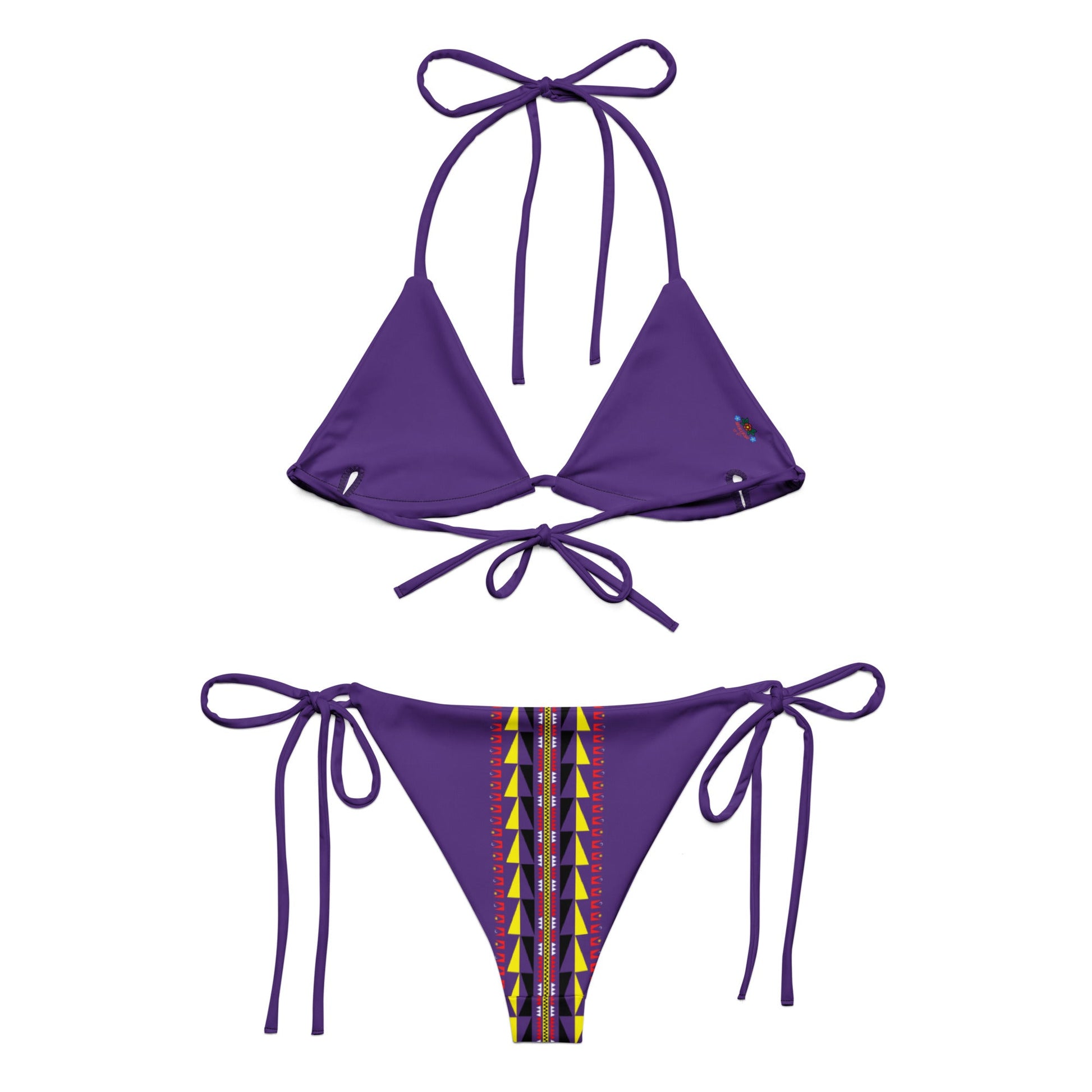 Native print recycled string bikini - Nikikw Designs